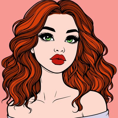 realistic girl with wavy hair and lips