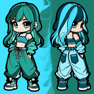 girl in crop top and baggy pants