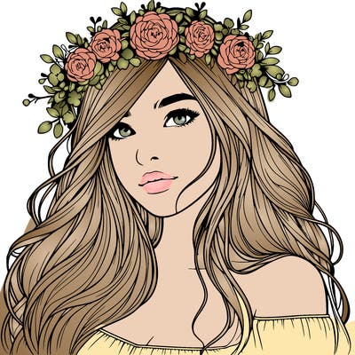 realistic girl with flower crown