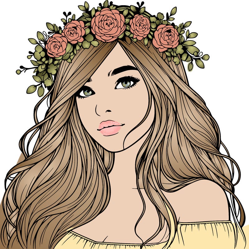 realistic girl with flower crown