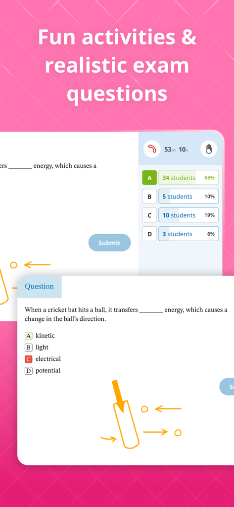 Nagwa Classes - Nagwa Classes app interface showing an interactive science quiz with real time student participation data