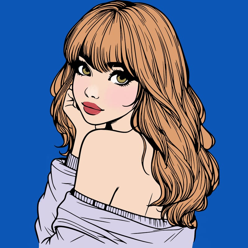realistic girl with bangs looking over her shoulder