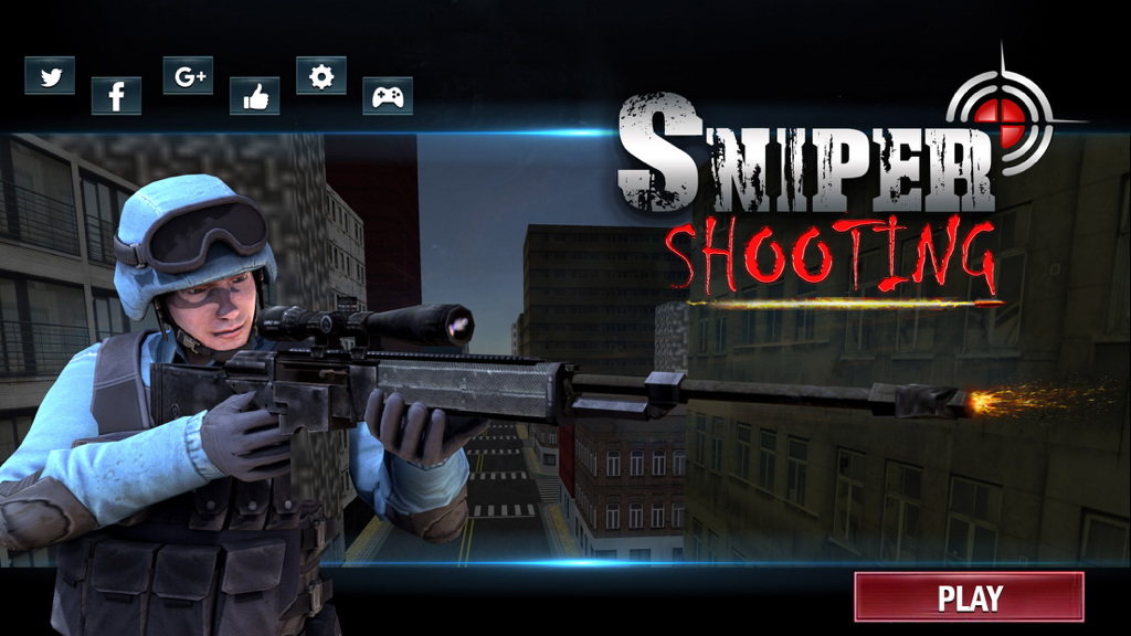 Sniper Shooter Secret Mission - A tactical sniper holding a long range rifle on the game start screen