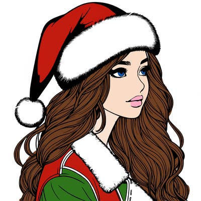 realistic girl in santa hat