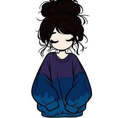 girl with baggy sweatshirt and messy bun