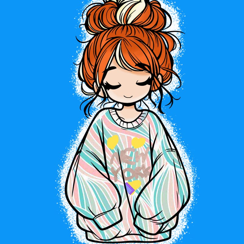 girl with baggy sweatshirt and messy bun
