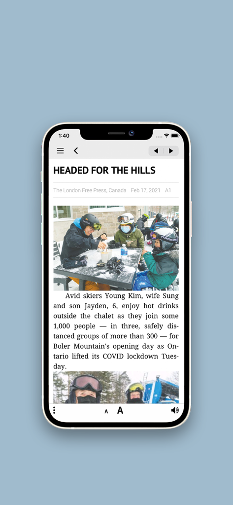 London Free Press ePaper - Smartphone screen showing a local news article in the London Free Press ePaper app