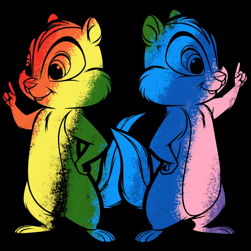 two tamias standing up split realistic