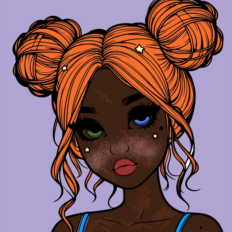 realistic girl with space buns