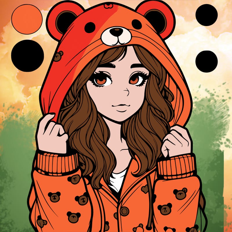realistic girl in a animal pjs hoodie