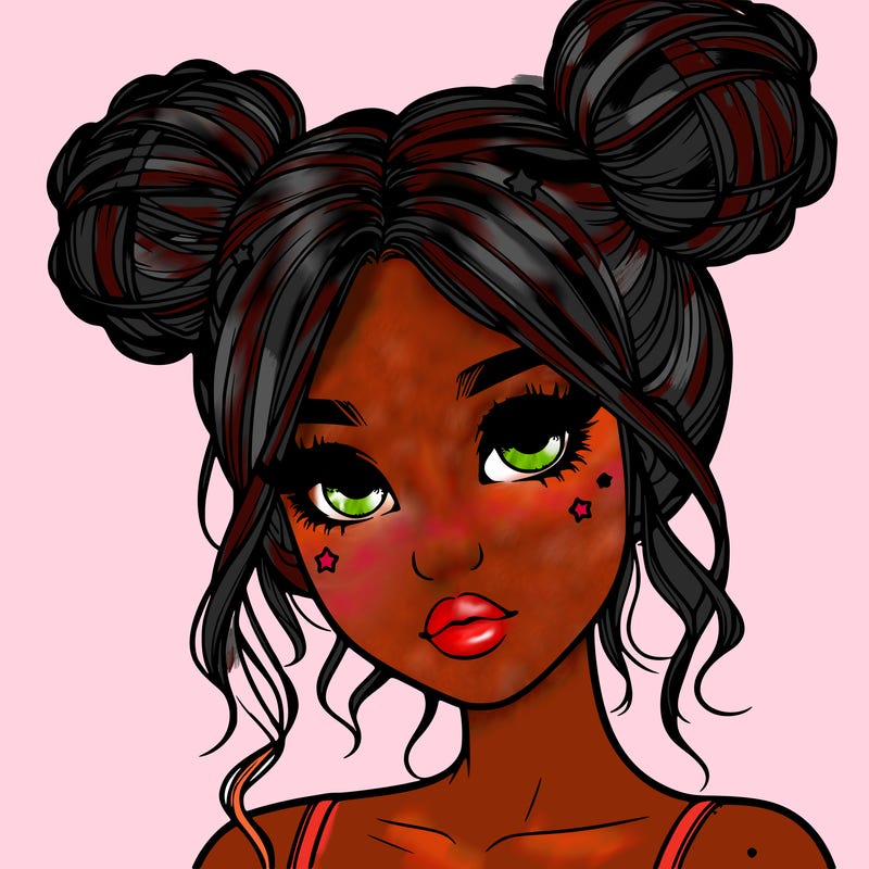 realistic girl with space buns