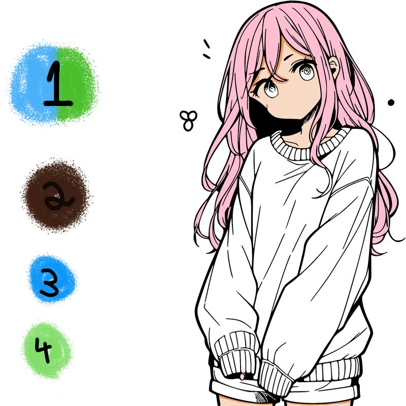 manga teen girl  in a sweater and baggy pants