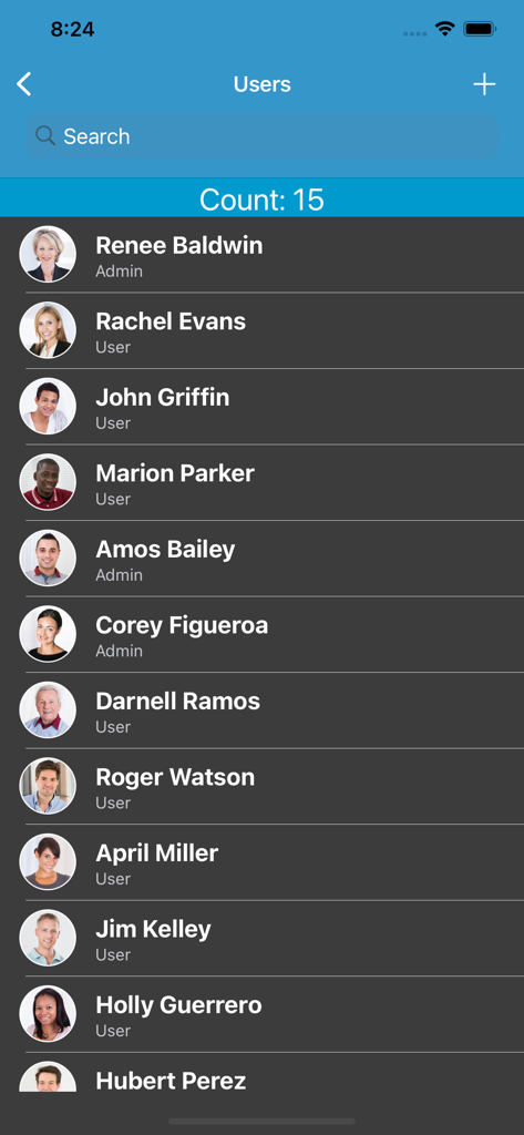 A list of authorized users and administrators in the PalGate app for smart gate access control