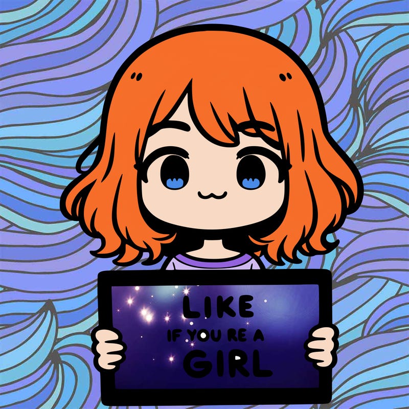 a cute girl holding a sign that says like if you’re a girl