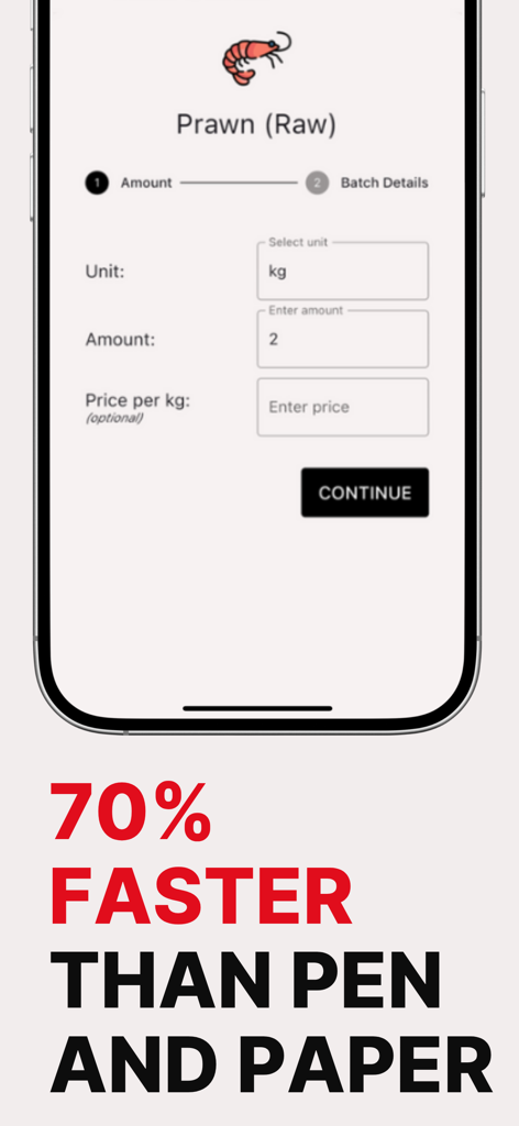 Leafe - Tela do aplicativo móvel Leafe para entrada e rastreamento de inventário digital de cozinha.