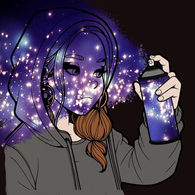 a realistic girl, spray painting