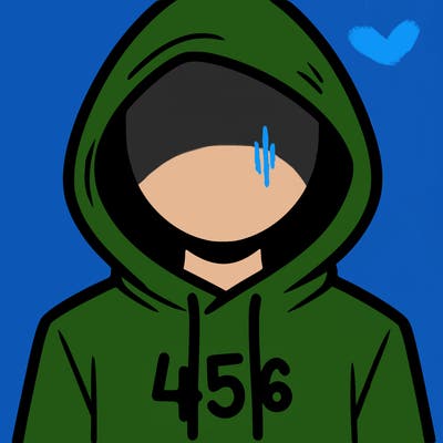 a person with non face waering a hoodie with a 456 symbol