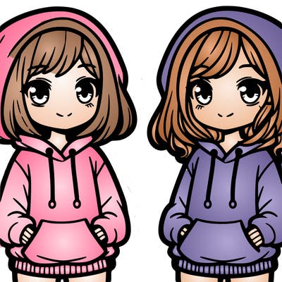 two girls are hoodies, hoodies.