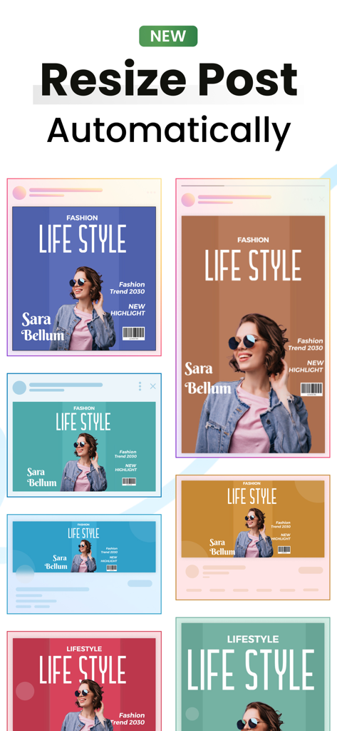 Social Media Post Maker - Social media post templates automatically resized for different platform formats