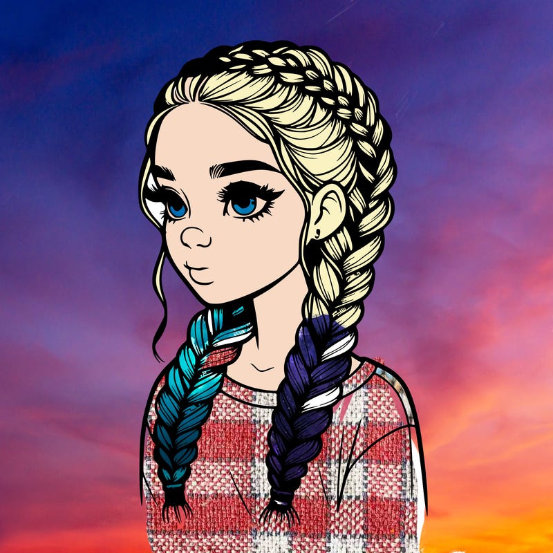 realistic girl with braids