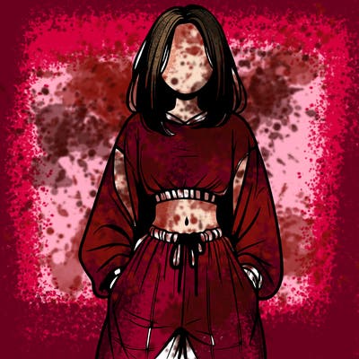 realistic girl faceless with baggy pants and a crop top