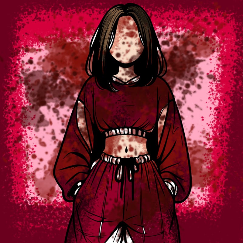 realistic girl faceless with baggy pants and a crop top