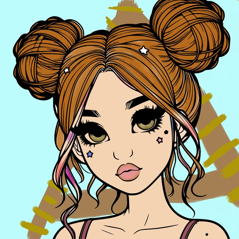 realistic girl with space buns