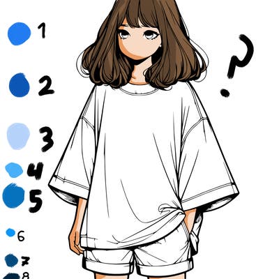 realistic girl with big t shirt and shorts