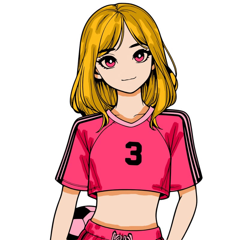 realistic girl wearing soccer jersey