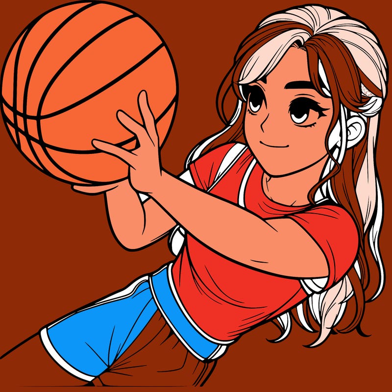 realistic girl playing basketball
