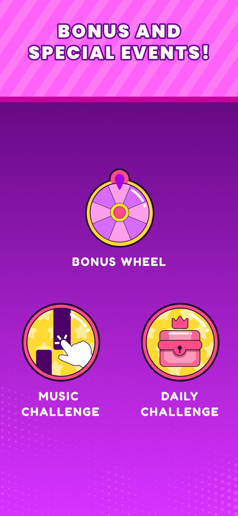 Trivial Music Quiz - Trivial Music Quiz special events screen with bonus wheel and challenges