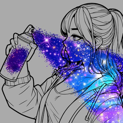 a realistic girl spray, painting