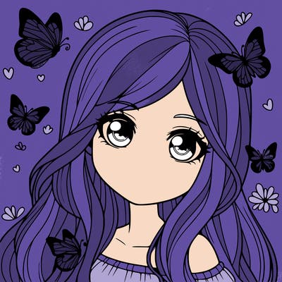 realistic girl with butterflies around her