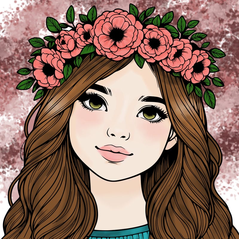 realistic girl with flower crown