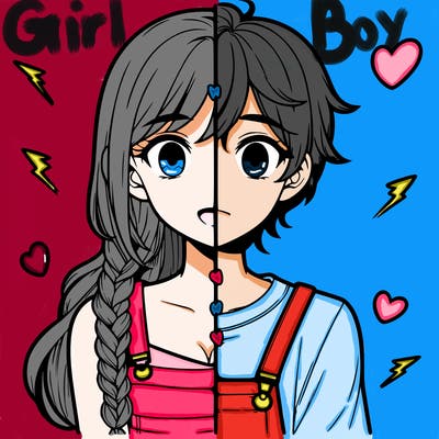 realistic girl boy split