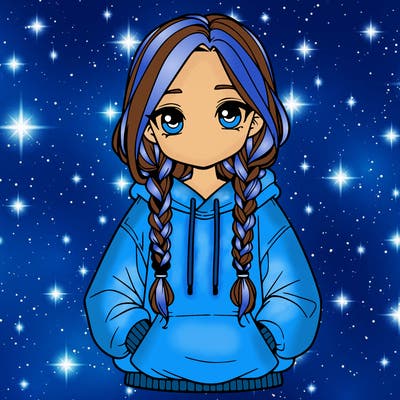 a realistic girl with a oversized hoodie and she has braids