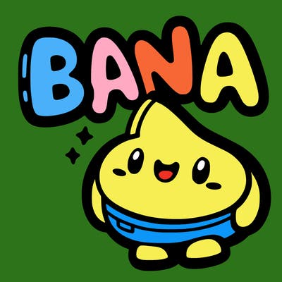a word that says bana with white letters