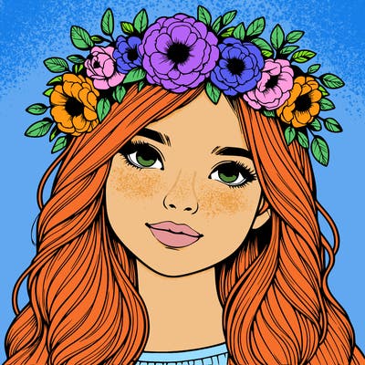 realistic girl with flower crown