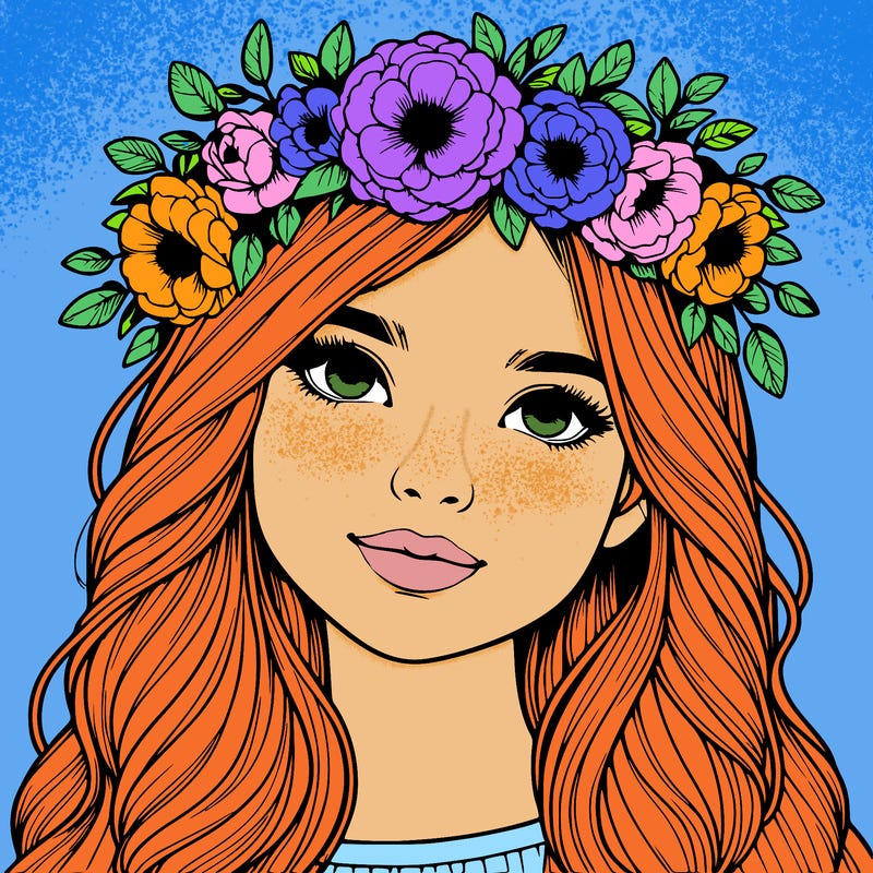 realistic girl with flower crown