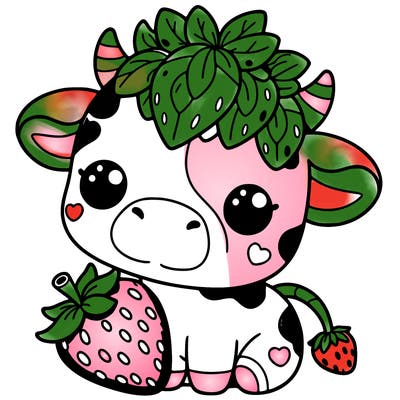 cute strawberry cow