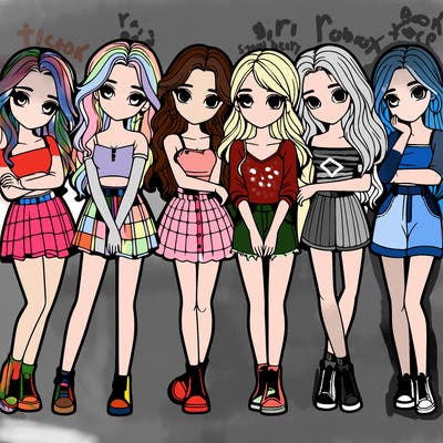 a group of girls realistic