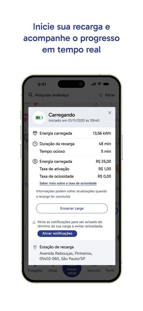 ZON Charge - ZON Charge 앱 화면에 실시간 전기차 충전 상태 및 비용 표시