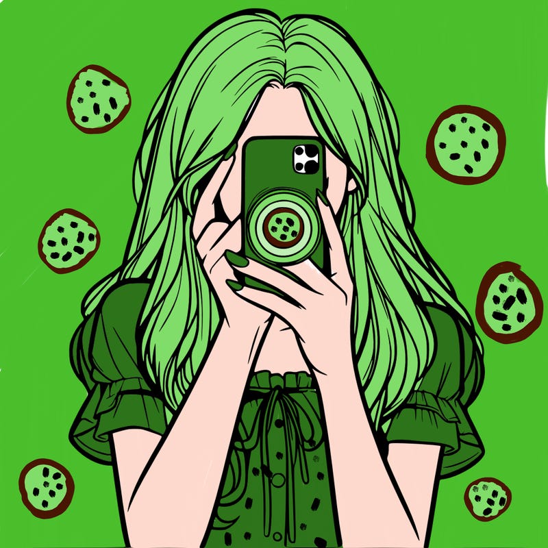 a realistic girl holding her phone taking pictures