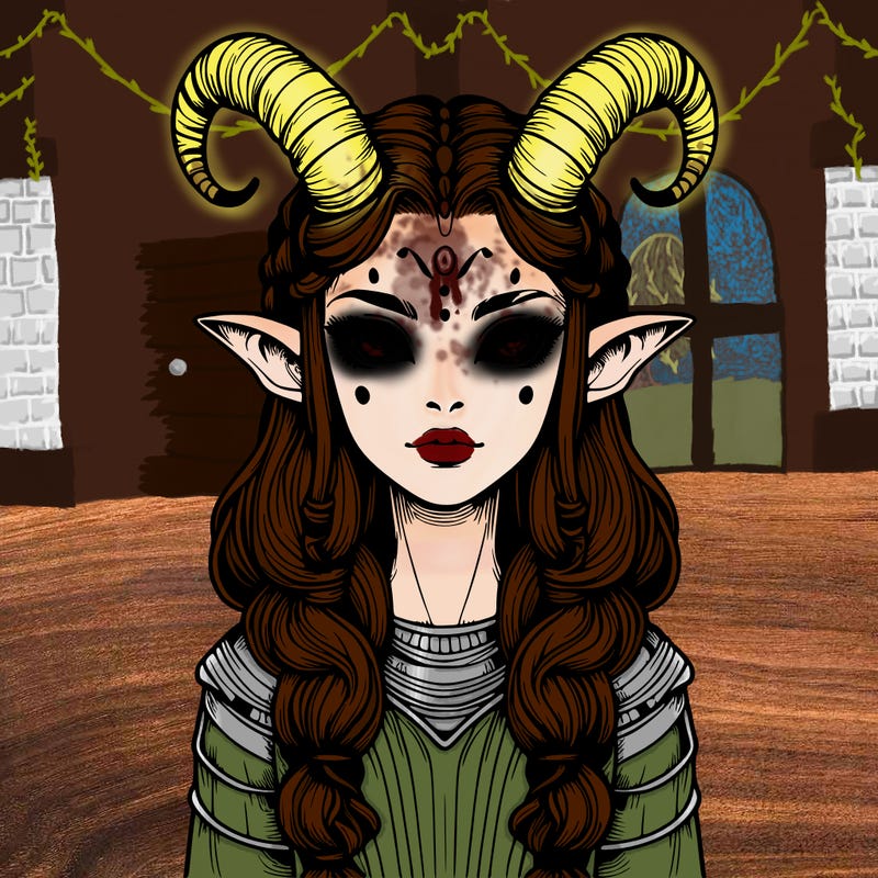 realistic alien girl with horns