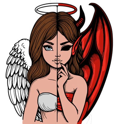 realistic angel half demon