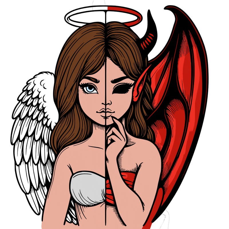 realistic angel half demon