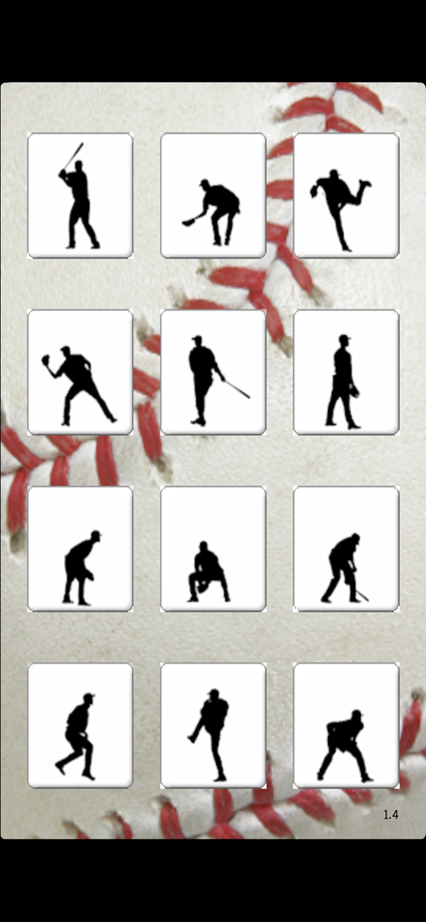 Twelve buttons with baseball player silhouettes over a baseball background