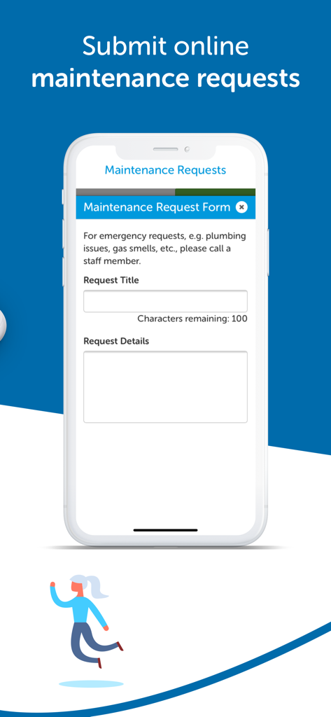 Go Icon Community App - Maintenance request form screen in the Go Icon Community App for residents
