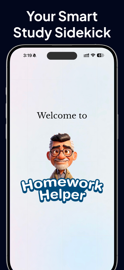 Gamma App - Presentation Maker - Welcome screen for the AI Homework Helper feature in the Gamma App with a cartoon tutor avatar