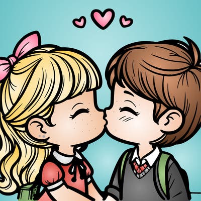 boy and girl kissing